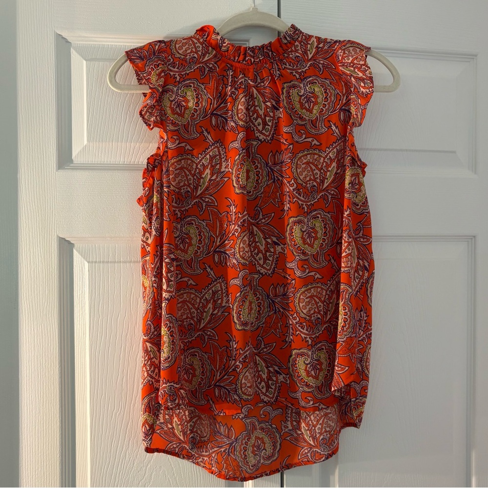 LOFT Orange Paisley Print Blouse.
